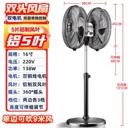 林边 商用双头风扇360度旋转摇头工业落地扇电风扇大排档两面风扇