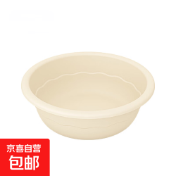 奶油风脸盆1个装加厚洗脸盆婴儿盆耐摔家用泡脚塑料盆洗菜盆面盆 奶酪色 特大号