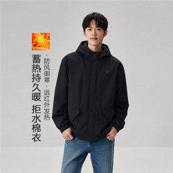 佐丹奴 G+棉服夹克男秋冬新款远红外发热刺绣连帽棉衣外套01076687