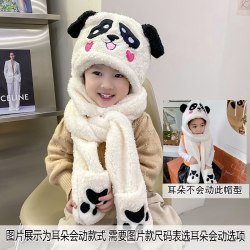 韩版亲子保暖双层加厚儿童冬天男女童帽子围巾手套三件套装一体帽