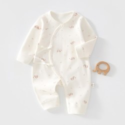 婧麒 新生婴儿衣服连体衣春秋纯棉0-3月和尚服婴儿蝴蝶衣哈衣爬行服