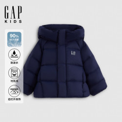 Gap 男幼童小童2026秋新品防泼水远红外发热羽绒服儿童装5OW623009 深蓝色 100 cm (2-3岁)亚洲尺码
