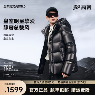 高梵 黑金鹅绒服先锋5.0五格冬季可拆卸连帽男士羽绒服 黑色 L