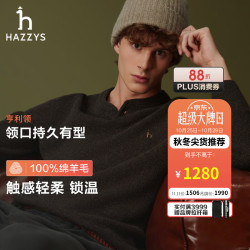 哈吉斯 男装 2026秋季上衣亨利领羊毛衫针织毛衣男 深褐色DW M （170/92A 46）