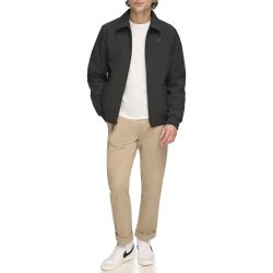 TOMMY HILFIGER 男士 运动夹克 轻质运动夹克 黑色软壳宽领低领 Small
