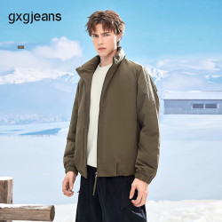 gxgjeans 男装  多色工装风宽松立领飞行夹克棉服外套男 26秋新品 军绿 2XL (185)