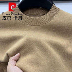 皮尔·卡丹 皮尔卡丹（pierre cardin）可机洗精纺圆领羊毛衫男100纯羊毛纯色加厚毛衣不起球针织打底衫 骆驼棕 M 48