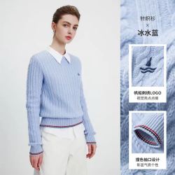 navigare 意大利小帆船【100%羊毛】短款针织衫女秋冬新品圆领毛衣