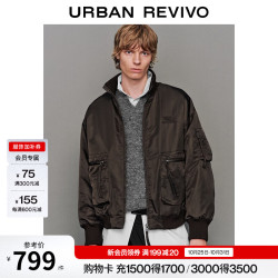 UR UR冬季新款男琥珀流光风潮流立领超宽松棉服UUV150029 咖啡色 S