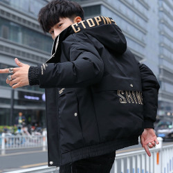 龙牙 羽绒棉衣男士外套秋冬季韩版潮流衣服男加厚冬装短版棉袄潮牌棉服 9066黑色 M