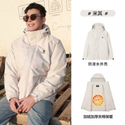 骆驼 棉服外套男女2024秋冬连帽加绒加厚保暖户外防风防水棉衣
