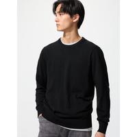 优衣库 日本直邮UNIQLO优衣库 纯色圆领套头长袖针织衫 男款 黑色