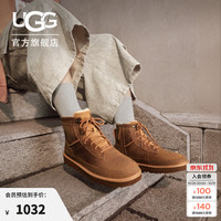UGG 冬季男士舒适保暖纯色平底系带圆头短筒时尚休闲靴 1174580 BWST