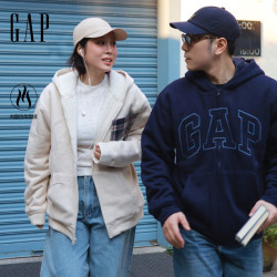Gap 男女装秋logo刺绣仿羊羔绒宽松连帽卫衣