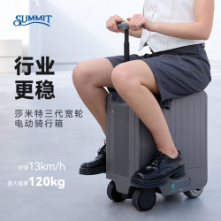 SUMMIT 电动行李箱 20英寸 大轮子高通过性 灰色 拉杆箱