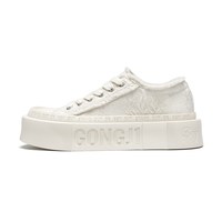 gongji 方头帆布鞋厚底增高小白鞋小众设计感板鞋女