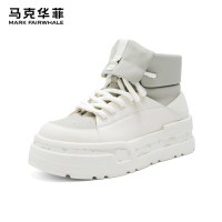 马克华菲 男鞋2026新款高帮板鞋男款鞋子秋冬白色增高运动休闲鞋男