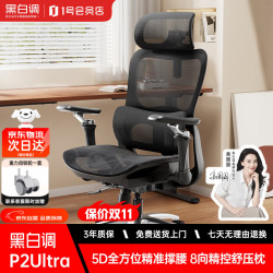 黑白调 P2Ultra人体工学椅电脑椅办公电竞椅子人工力学座椅5D腰托黑