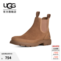 UGG 冬季新款男士舒适时尚潮流低跟纯色圆头切尔西短靴 1184236 DKC