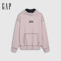 Gap 男女装秋logo刺绣加绒连帽宽松卫衣