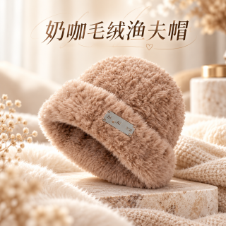 勋阳宇乐 【显脸小】针织毛线帽 金属标卡其