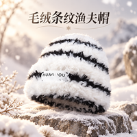 勋阳宇乐 【显脸小】包头毛线帽 条纹款白
