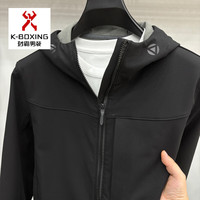 KBHONG劲霸男士户外软壳连帽冲锋衣骑行外套春秋款三防面料拉链夹克时尚 黑色 XL