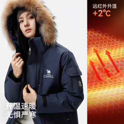 骆驼 派克羽绒服2026新款男女防风加厚大毛领连帽外套