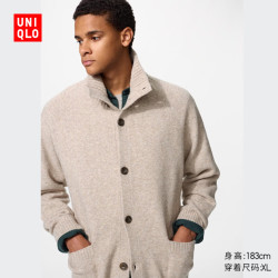 优衣库 487942 Souffle Yarn针织开衫 深米色 4XL