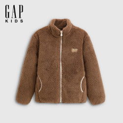 Gap 男童春款 宽松抱抱绒立领卫衣 咖色 130 cm(8-9岁)