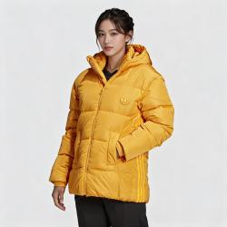 阿迪达斯 三叶草女士带帽防寒中长款保暖羽绒服厚款中长款