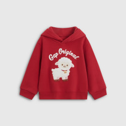 Gap 男幼童小童 卡通图案抓绒连帽卫衣 红色 100 cm(2-3岁)