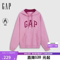 Gap 双十一购物狂欢 撞色logo刺绣加绒连帽卫衣