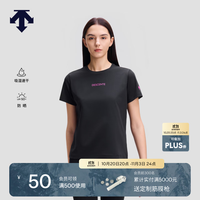 迪桑特 女士吸湿速干UPF50+防晒D-TOUGH收腰短袖T恤针织衫 BK-黑色 L (170/88A)