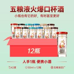 五粮液 日常出游聚会火爆口杯酒42度浓香型白酒50ml*12瓶便携装