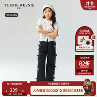 TEENIE WEENIE Kids小熊童装26年新款女童蕾丝蝴蝶结宽松直筒长裤 黑色 130 cm