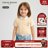 TEENIE WEENIE Kids小熊童装26年新款女宝宝撞色甜美泡泡短袖POLO 黄色 110