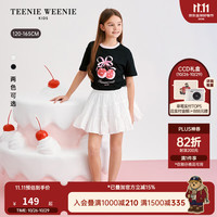 TEENIE WEENIE Kids小熊童装26年新款女童宽松印花撞色棉短袖T恤 黑色 150 cm