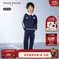 TEENIE WEENIE Kids小熊童装26年新款男童休闲运动风撞色翻领卫衣 藏青色 120 c