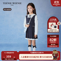 TEENIE WEENIE Kids小熊童装26年新款女童学院撞色长袖百褶连衣裙 藏青色 120 c