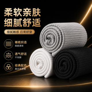勋阳宇乐 【7A抗菌防臭】3白3灰4黑新疆白绒袜中筒10双第6款