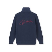 移动端：BONELESS 秋季新款绣花字母拉链开衫毛衣外套男女宽松情侣装针织衫