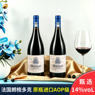 威珞特菲 法国红酒朗格多克AOP原瓶原装进口红酒干红葡萄酒干红酒14度750ml 2支装