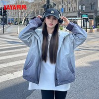移动端：YAYA 鸭鸭2025春季新品时尚休闲短款冲锋衣户外三防连帽宽松外套女