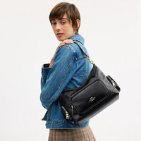 COACH 奥莱女士女包口袋细节LAUREL 30号流浪包单肩斜挎包通勤手提包 IM/黑色