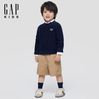 Gap 男女童秋款刺绣logo针织衫儿童装 海军蓝