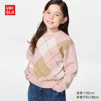 优衣库 souffle yarn舒芙蕾针织衫 水粉色 160 童装毛衣