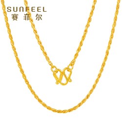 赛菲尔 黄金项链女款足金项链配链麻绳链黄金素链锁骨链金链送女友