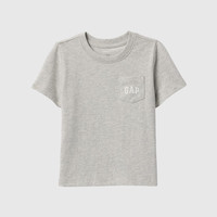 Gap 男女幼童纯棉短袖T恤 刺绣logo儿童装 浅灰