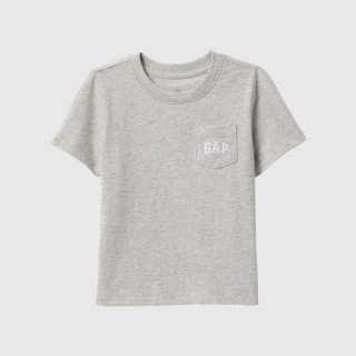 Gap 男女幼童纯棉短袖T恤 刺绣logo儿童装 浅灰